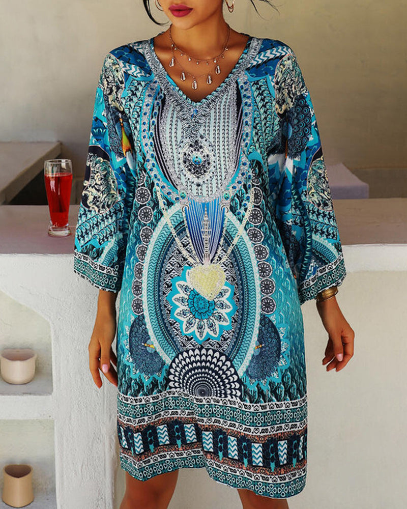 Emelia - Vibrante Bohemian Druckkleid