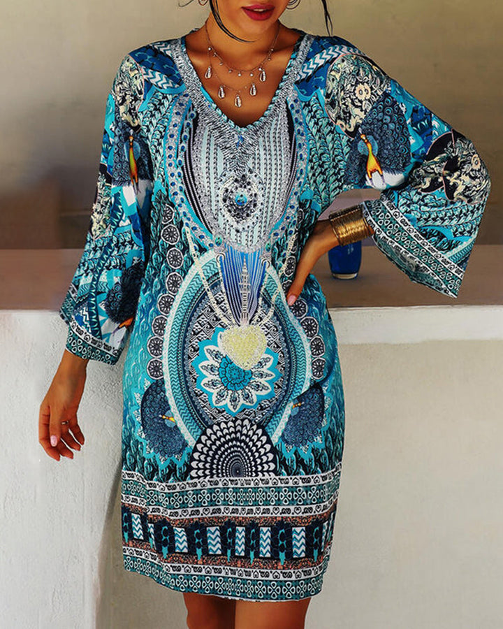 Emelia - Vibrante Bohemian Druckkleid