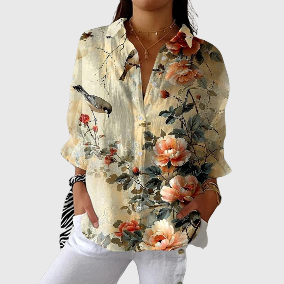 Leichte und farbenfrohe Druckbluse