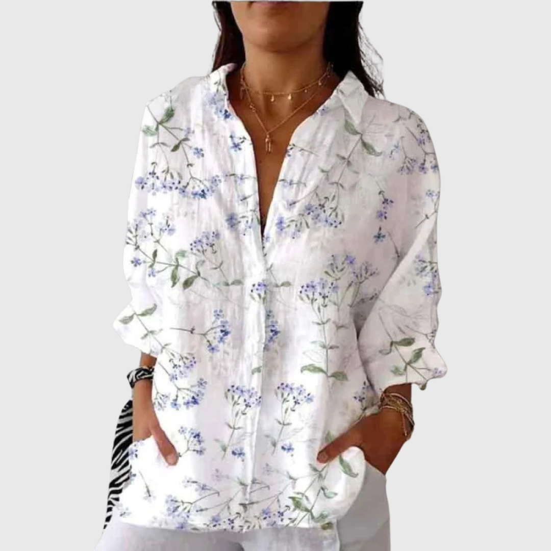 Leichte und bunte Druckbluse