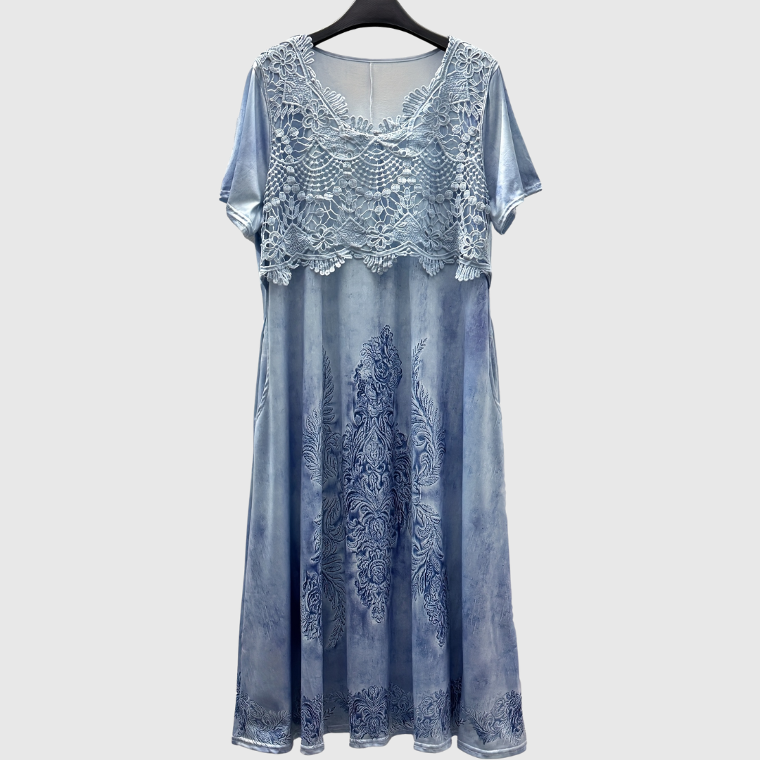 INDIGO | ELEGANTES MIDI-KLEID MIT BLUMENMUSTER