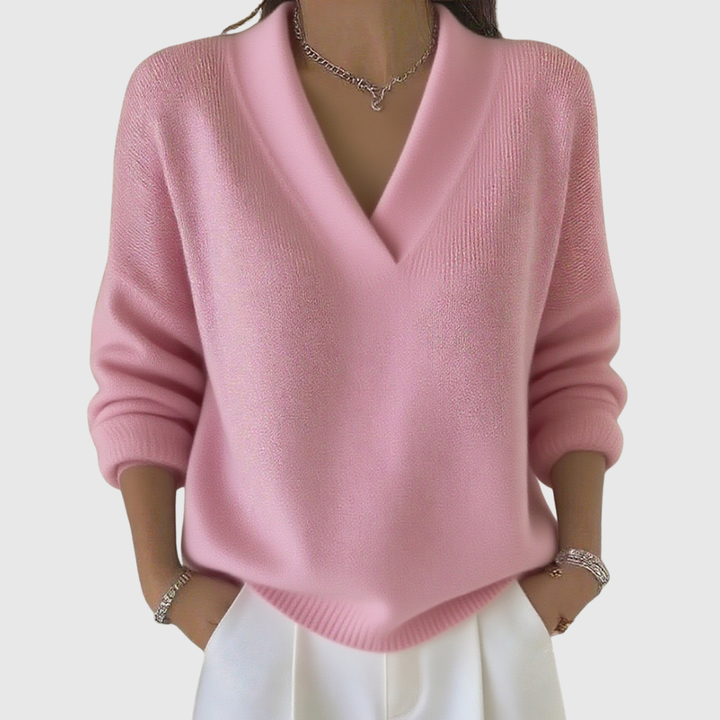 Faye | Weicher V-Ausschnitt-Pullover in lässigem Schnitt