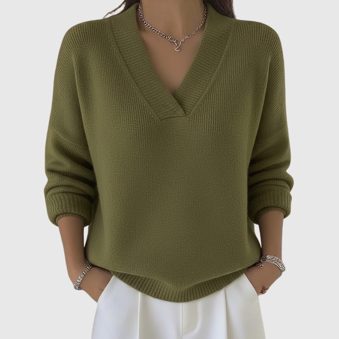Faye | Weicher V-Ausschnitt-Pullover in lässigem Schnitt