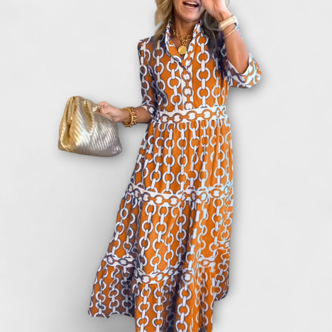 JULIANA | MIDI-KLEID MIT KETTENMUSTER