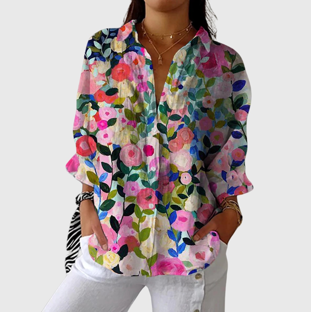 Leichte und farbenfrohe bedruckte Bluse
