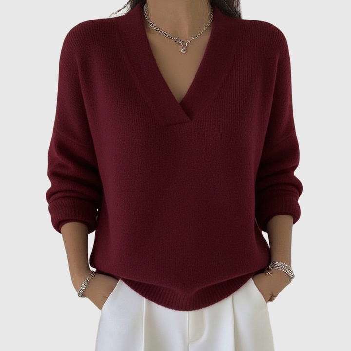 Faye | Weicher V-Ausschnitt-Pullover in lässigem Schnitt