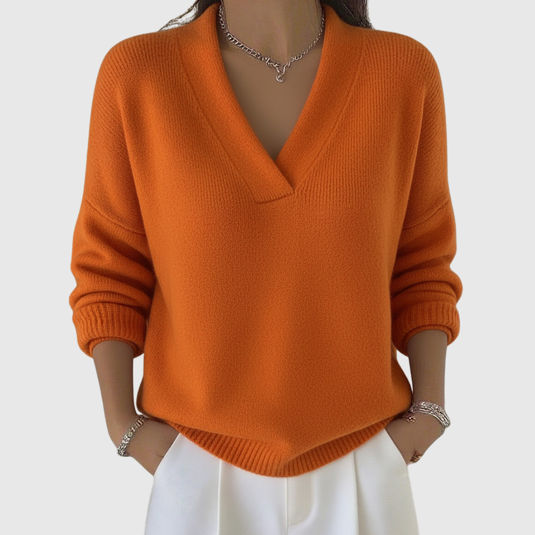 Faye | Weicher V-Ausschnitt-Pullover in lässigem Schnitt