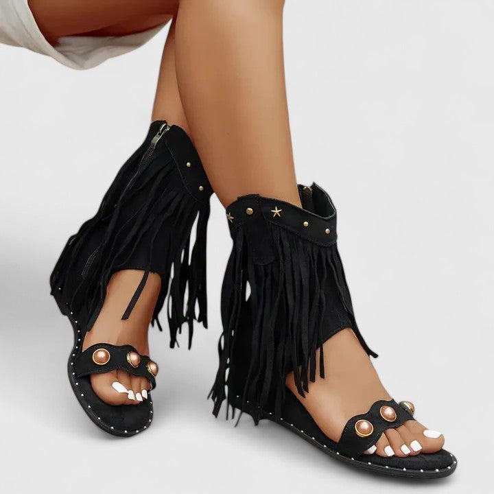 Eira - Schicke Fransen-Sandalen