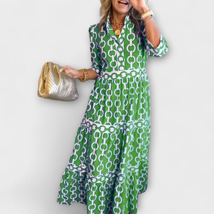 JULIANA | MIDI-KLEID MIT KETTENMUSTER