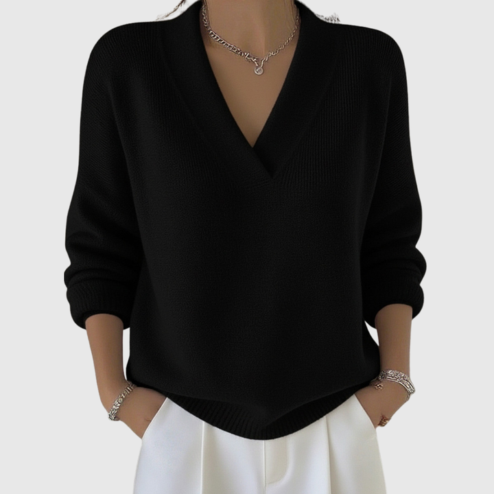 Faye | Weicher V-Ausschnitt-Pullover in lässigem Schnitt