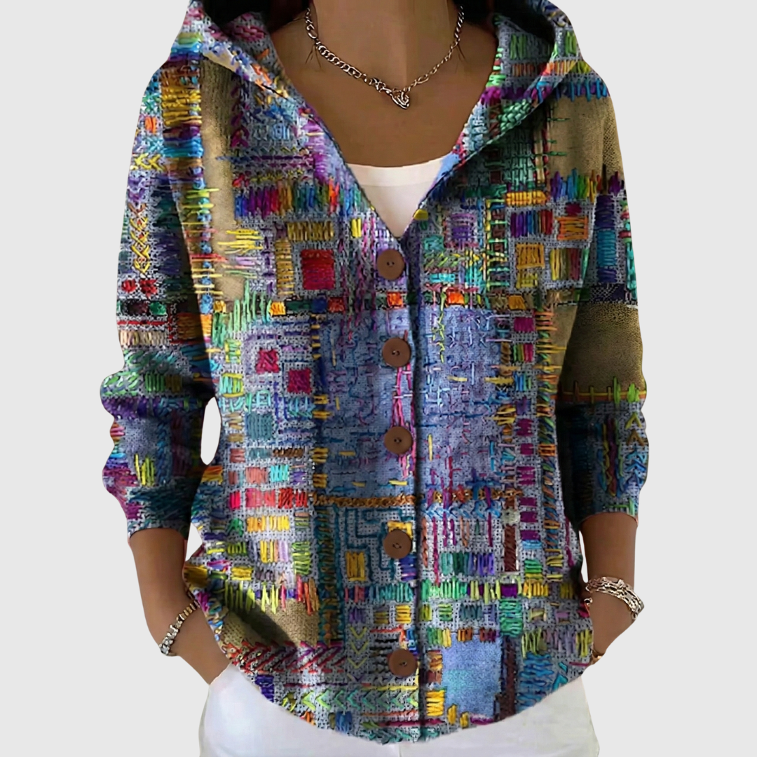 Cardigan Komfort mit Kapuze aus Strick