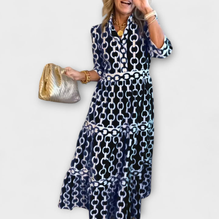 JULIANA | MIDI-KLEID MIT KETTENMUSTER