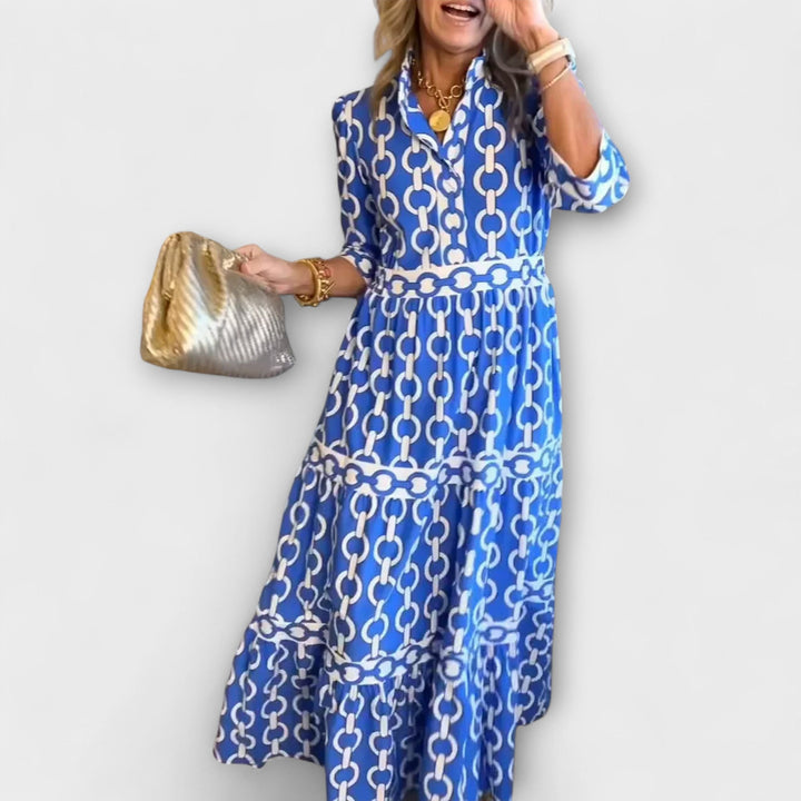 JULIANA | MIDI-KLEID MIT KETTENMUSTER