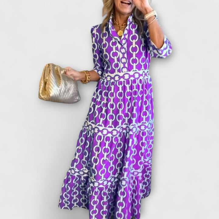 JULIANA | MIDI-KLEID MIT KETTENMUSTER