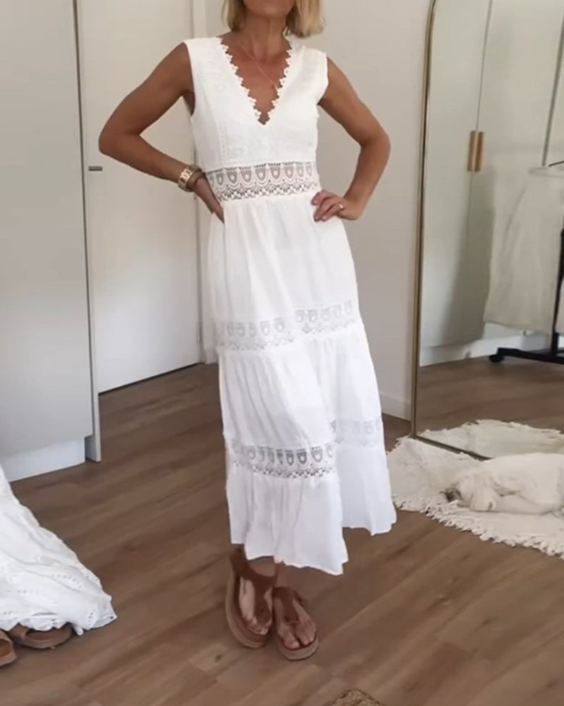 Circe - Spitzen-Camisole-Kleid mit V-Ausschnitt