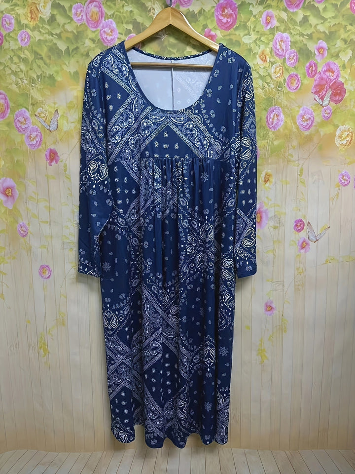 ELOWEN | MIDI-KLEID MIT LANGEN ÄRMELN IM CASUAL-STIL