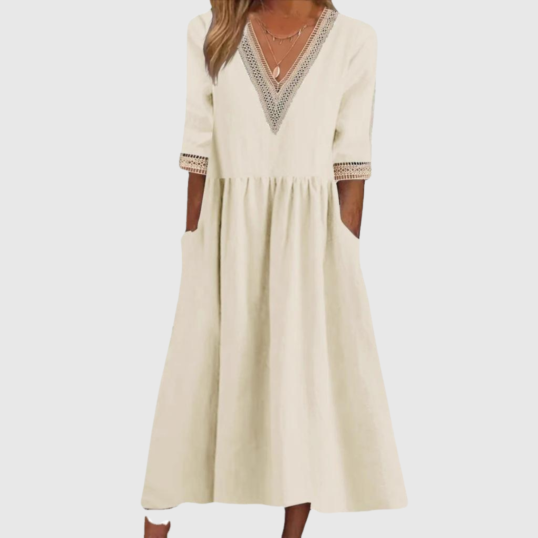 LIVIA | MIDILÄNGE KLEID MIT SPITZE