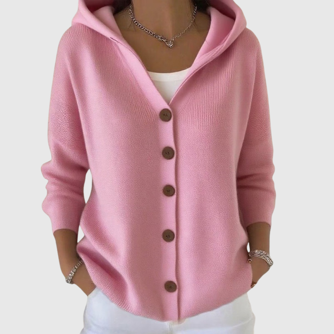 Bequeme Strickjacke mit Kapuze