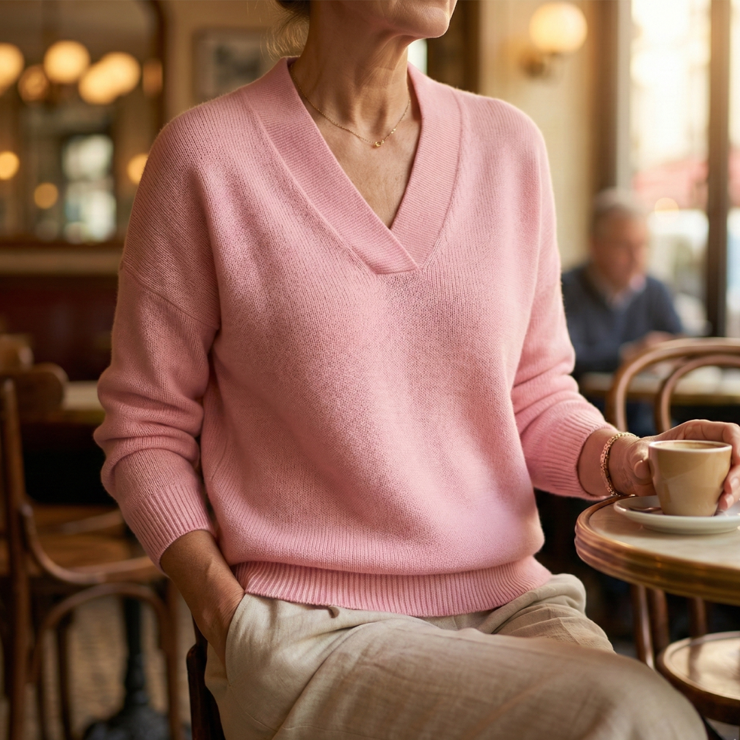 Faye | Weicher V-Ausschnitt-Pullover in lässigem Schnitt