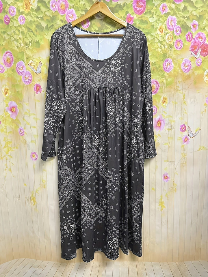 ELOWEN | MIDI-KLEID MIT LANGEN ÄRMELN IM CASUAL-STIL
