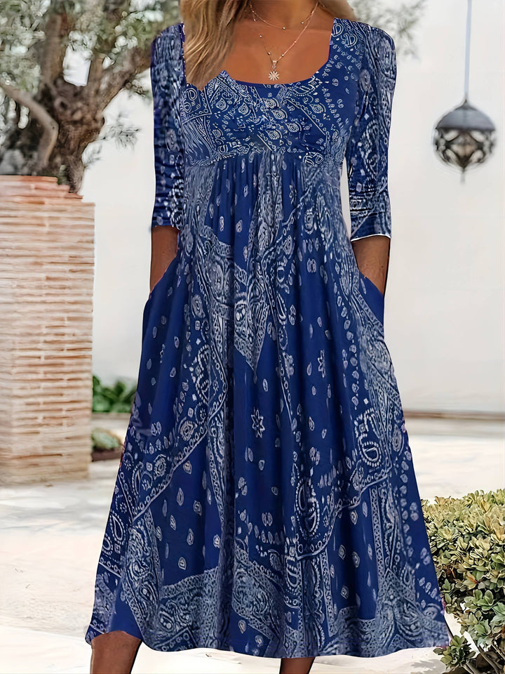 ELOWEN | MIDI-KLEID MIT LANGEN ÄRMELN IM CASUAL-STIL
