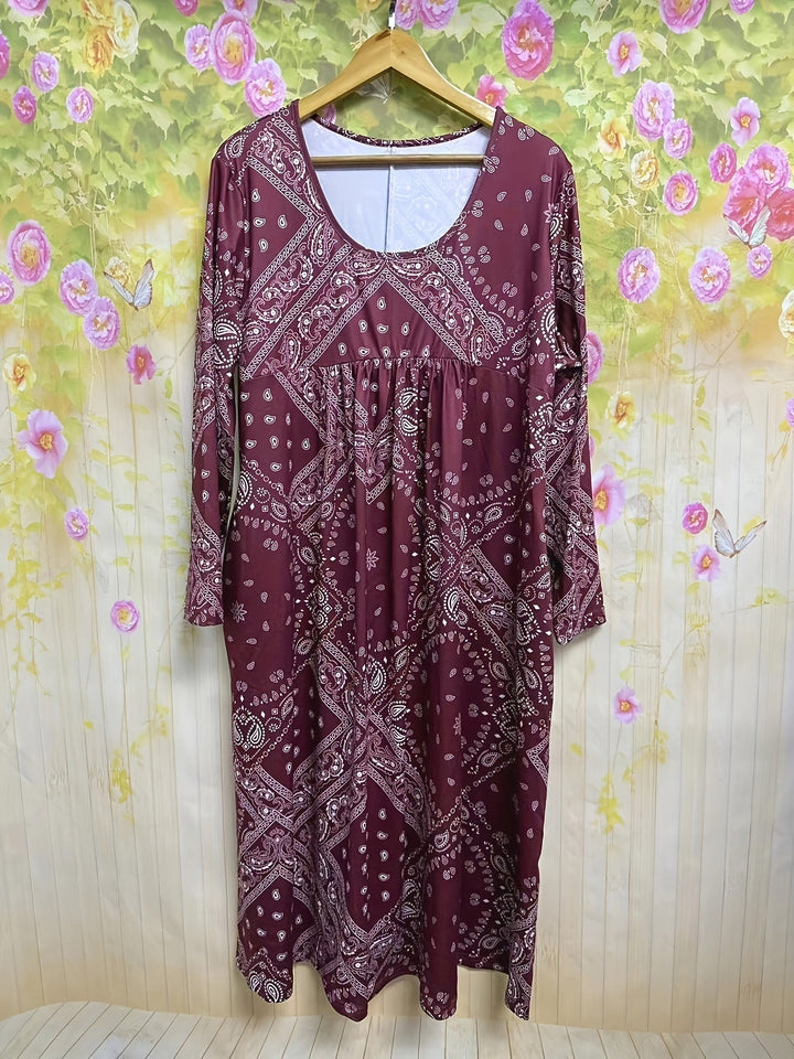 ELOWEN | MIDI-KLEID MIT LANGEN ÄRMELN IM CASUAL-STIL